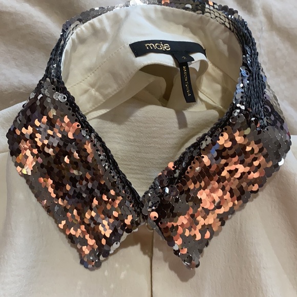 Maje beautiful silver sequence collar top - Picture 6 of 6